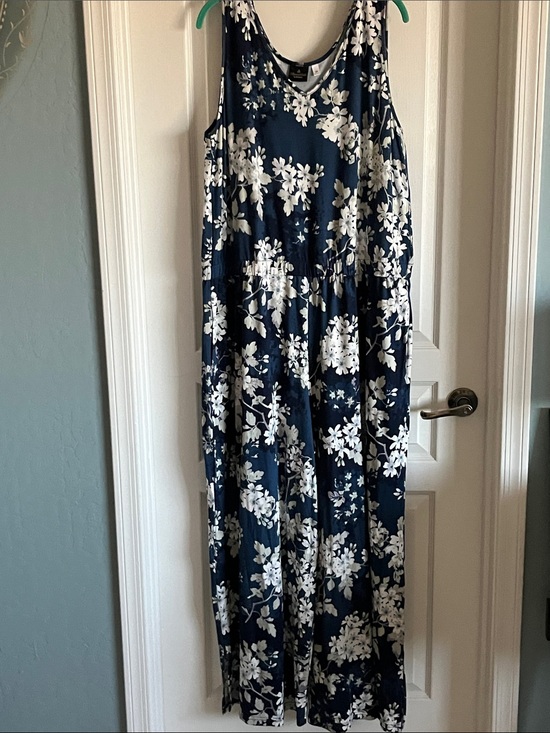 Bumble Bella by Jill Martin Pants - Navy Floral Jumpsuit with Cream Blossoms
